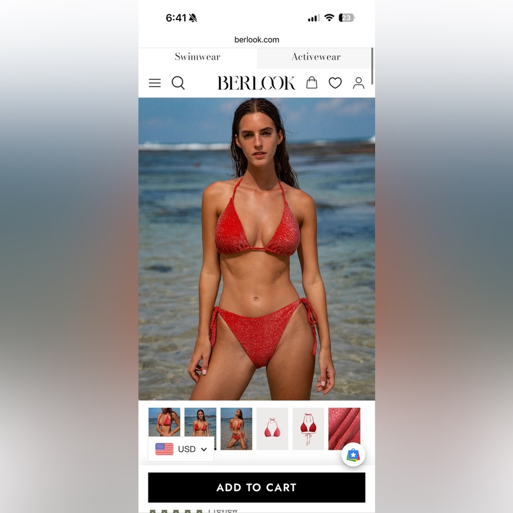 Berlook Sparkling Red Bikini Set - reversible